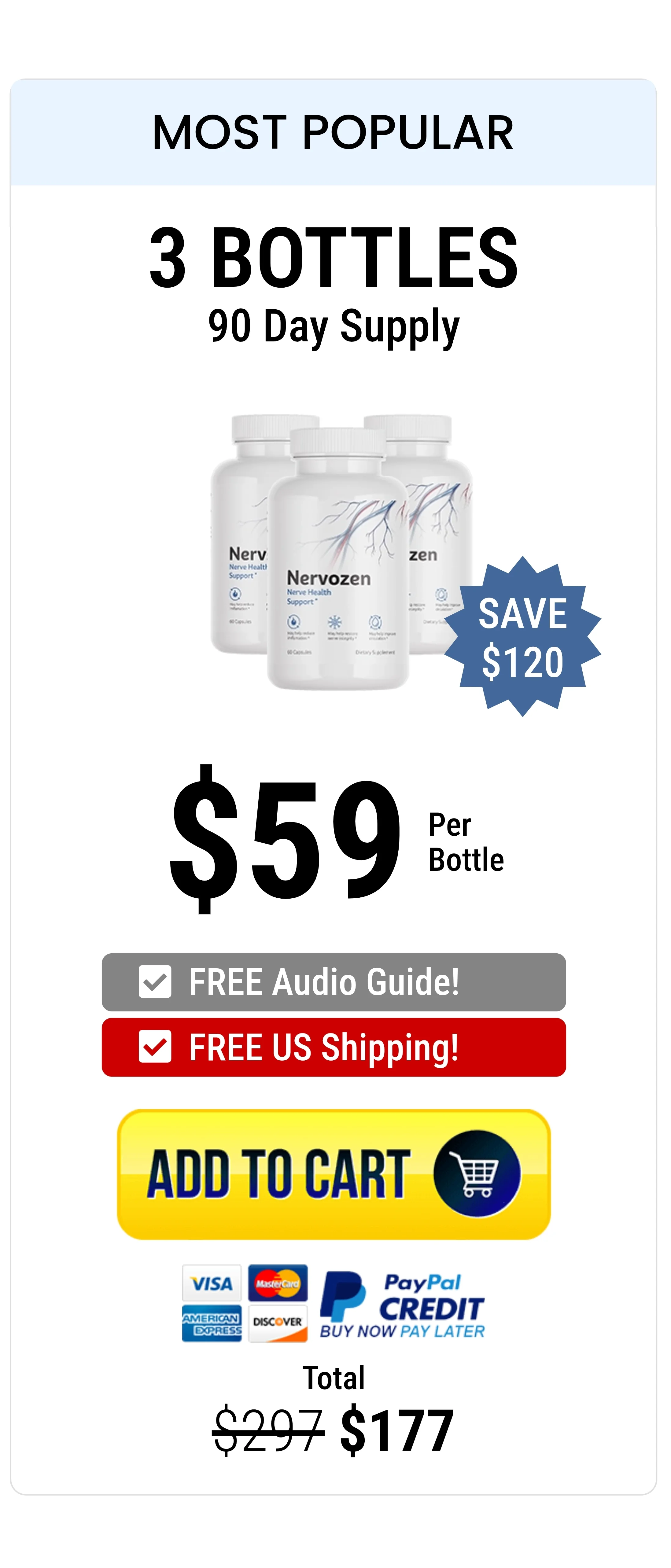 Nervozen™ 3 bottles pricing